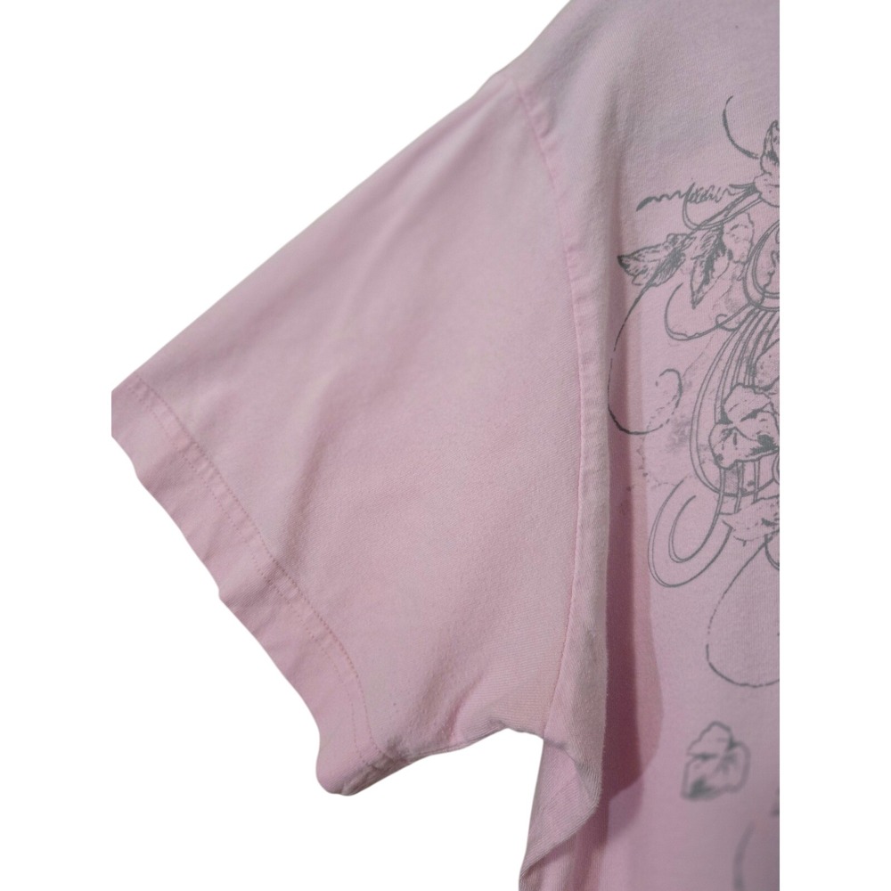 Sonoma Women's 1X Boho Pink Graphic Tee Heraldic Crest Rhinestone Cotton Shirt - Picture 3 of 7